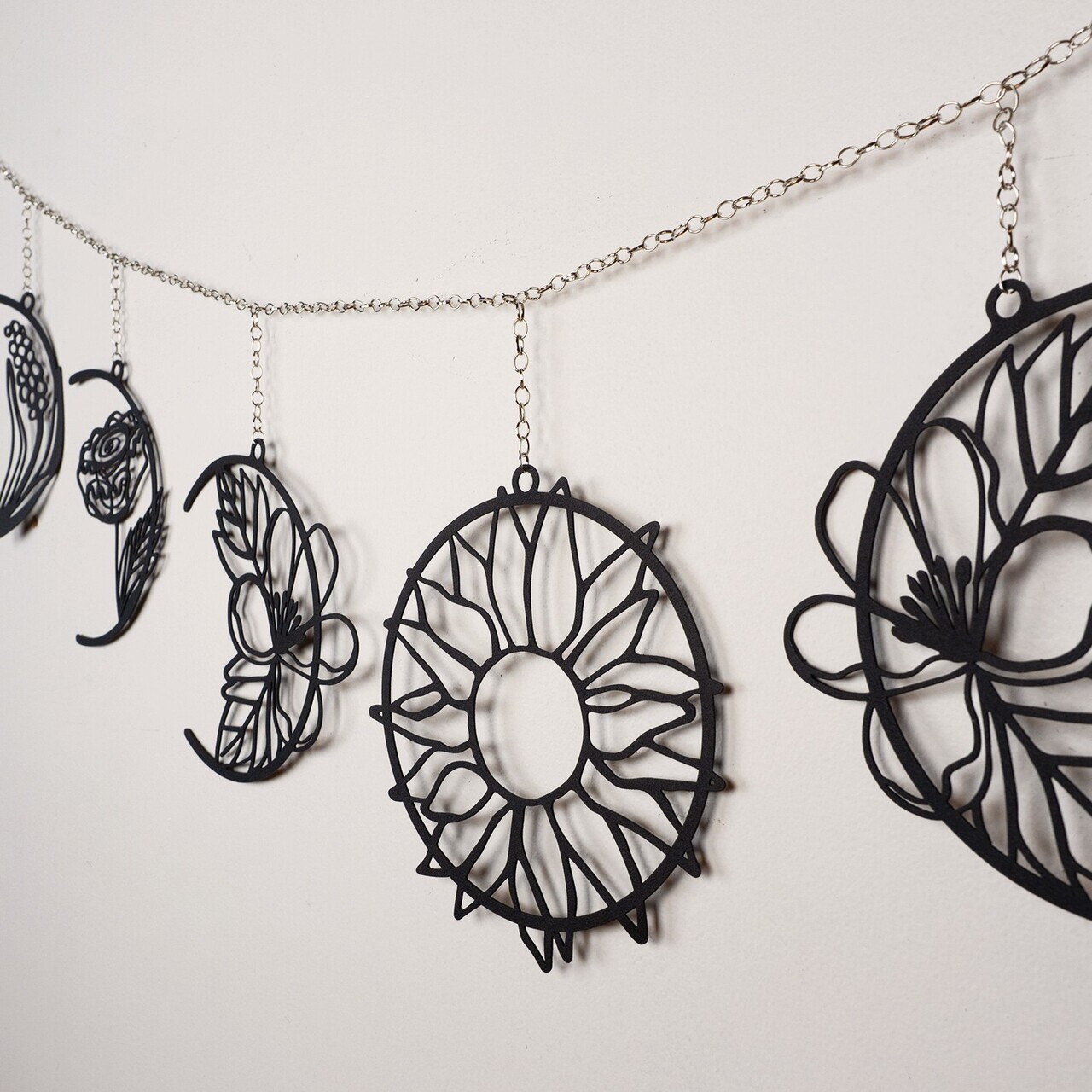 Decoratiune de perete, Moon Phases, Dimensiune: 27 x 136 cm (1 bucată), Negru — imaginea 3