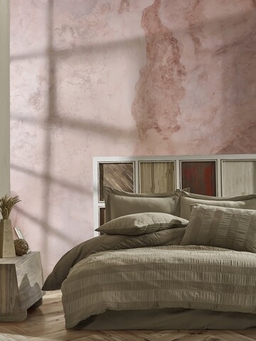 Lenjerie de pat dubla, 6 piese, 200×220 cm, 100% bumbac, Saheser, Salmon, kaki 100