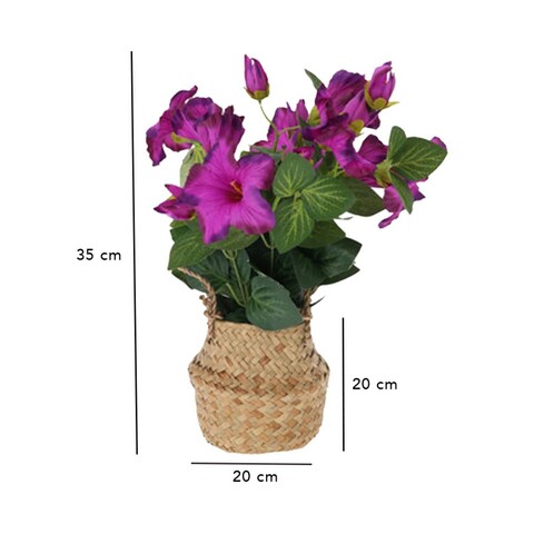 Floare artificiala Hibiscus, 20x20x35 cm, polipropilena, mov
