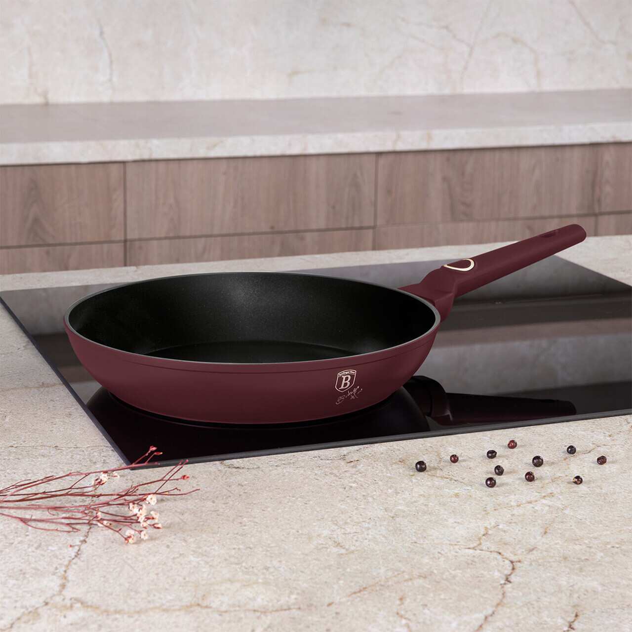 Tigaie Berlinger Haus, Leonardo, 28 cm, 2.4 L, aluminiu forjat, visiniu mat - imagine 3