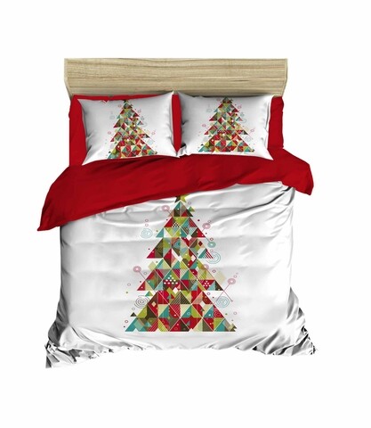 Poza Lenjerie de pat dubla Xmas-456 Pearl Home, 3 piese, amestec bumbac, multicolor