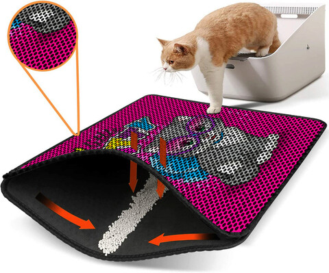 Covoras litiera pentru colectarea granulelor de nisip, Nrszn0244, 45×60 cm, 50% PVC/50% POLIESTER, Multicolor Gravel