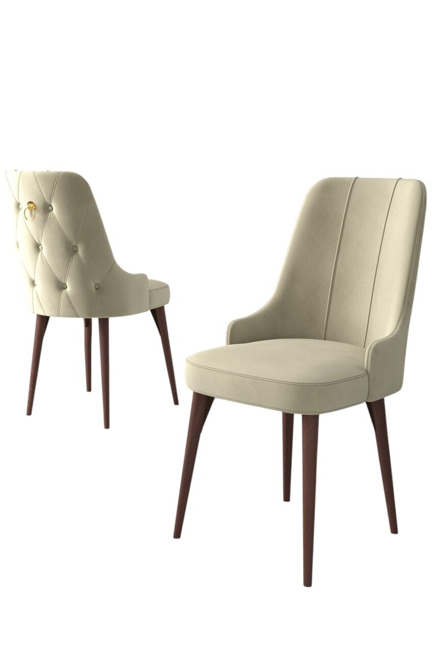 Set scaune 6 piese, Hanah Home, Enoa, Crema/Nuca — imaginea 2