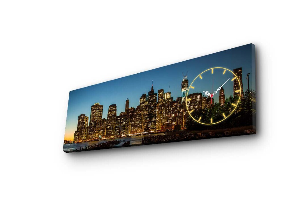 Ceas de perete, 3090CS-38, PÂNZĂ DIN PIELE ÎNTOARSĂ, 30 x 90 cm, Multicolor — imaginea 2