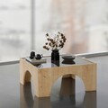 Masuta de cafea, Neostill, Seine, 80x35x80 cm, Sticla temperata, Gri închis / Stejar