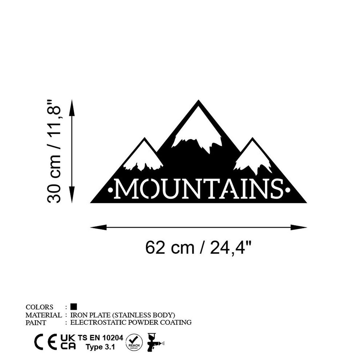 Decoratiune de perete, Mountains, Dimensiune: 62 x 30 cm , Negru — imaginea 6