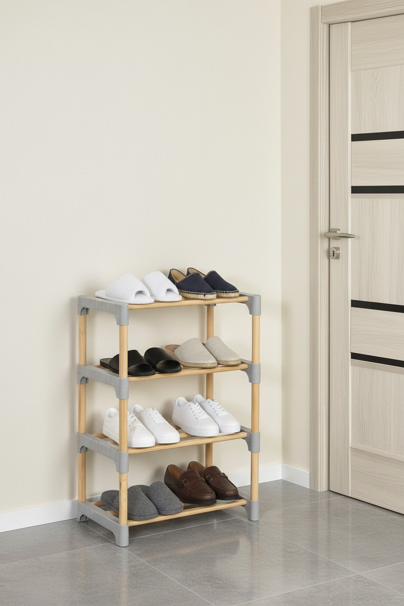 Suport pentru pantofi din lemn, Hanah Home, Huhu1690, 51x66.5x27.5 cm, Natural
