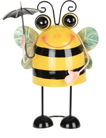 Decoratiune de gradina Bee w umbrella, 20x14x27 cm, metal, multicolor