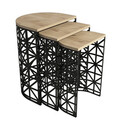 Set masute 3 piese, Hommy Craft, Stil Metal Ferforje, Stejar / Negru
