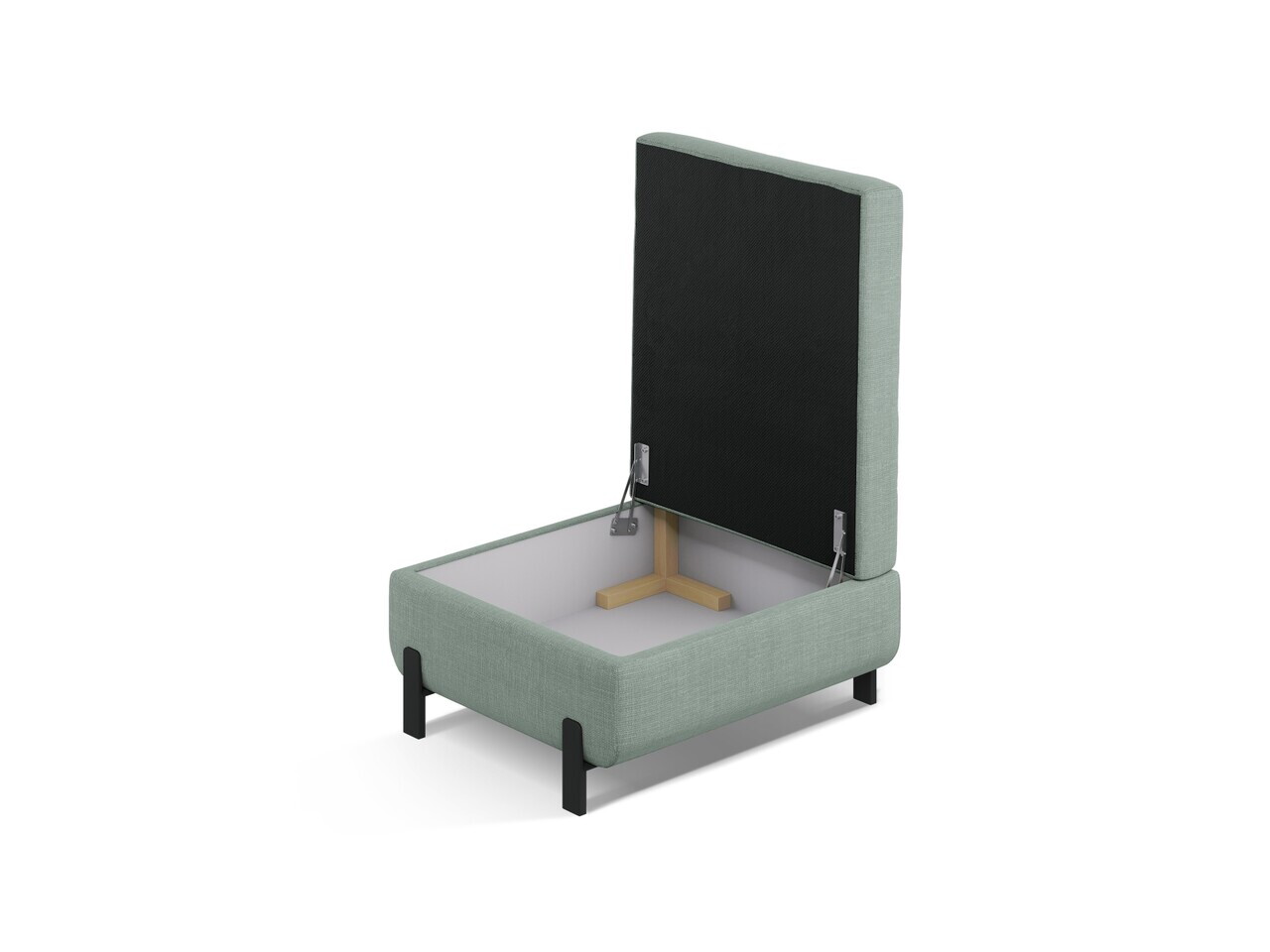 Taburet cu spatiu de depozitare, Gloria, Micadoni Home, 92x76x51 cm, tesatura structurata, verde menta — imaginea 3