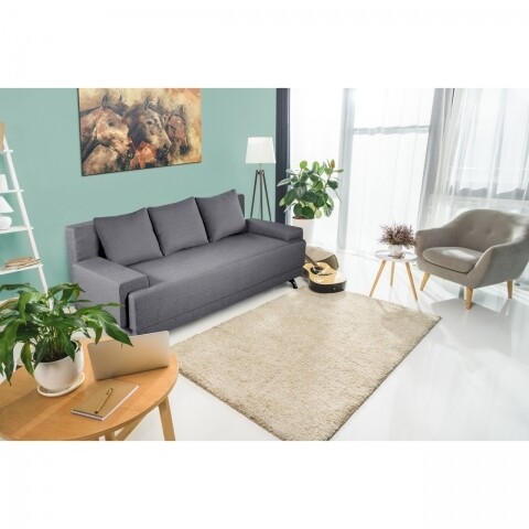 Canapea Extensibila Roma Grey 205x90x86 Cm + Lada De Depozitare, Gri