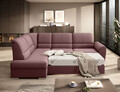 Coltar extensibil stanga 3 locuri ELTAP, LT-24VE, Siber, 270x186x93 cm, lemn/poliester, roz inchis