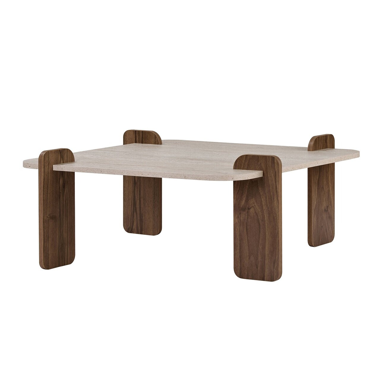 Masuta de cafea, Hanah Home, Marais, 90x35x90 cm, PAL, Travertin / Nuc — imaginea 3