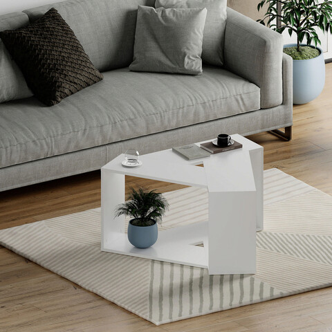 Masuta de cafea, decortie, trio, 100x52x98 cm, alb