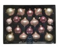 Cutie cu 20 de globuri asortate Baubles mix, Decoris, sticla, roz/auriu
