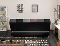 Canapea extensibila 3 locuri, ELTAP, Cayo, 192x90x90 cm, lemn/poliester, negru/roz