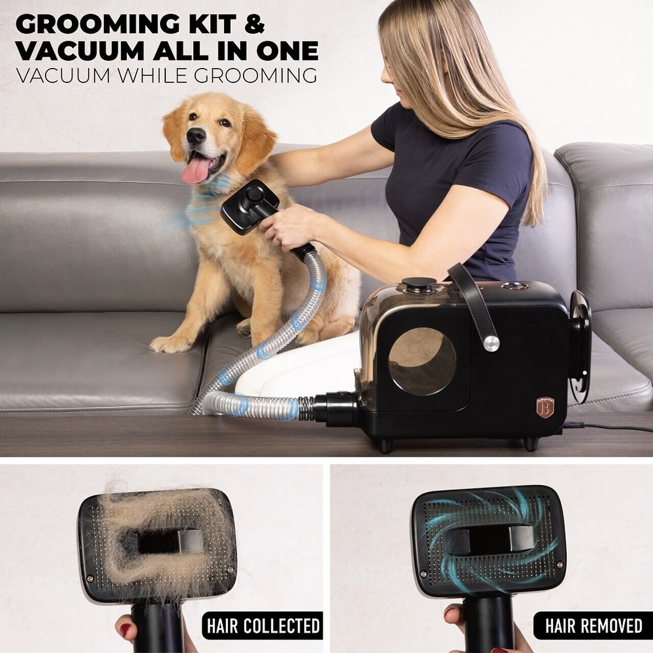 Aspirator pentru ingrijirea animalelor de companie Berlinger Haus, Black Rose, 350W, 2.2 L, negru - imagine 10