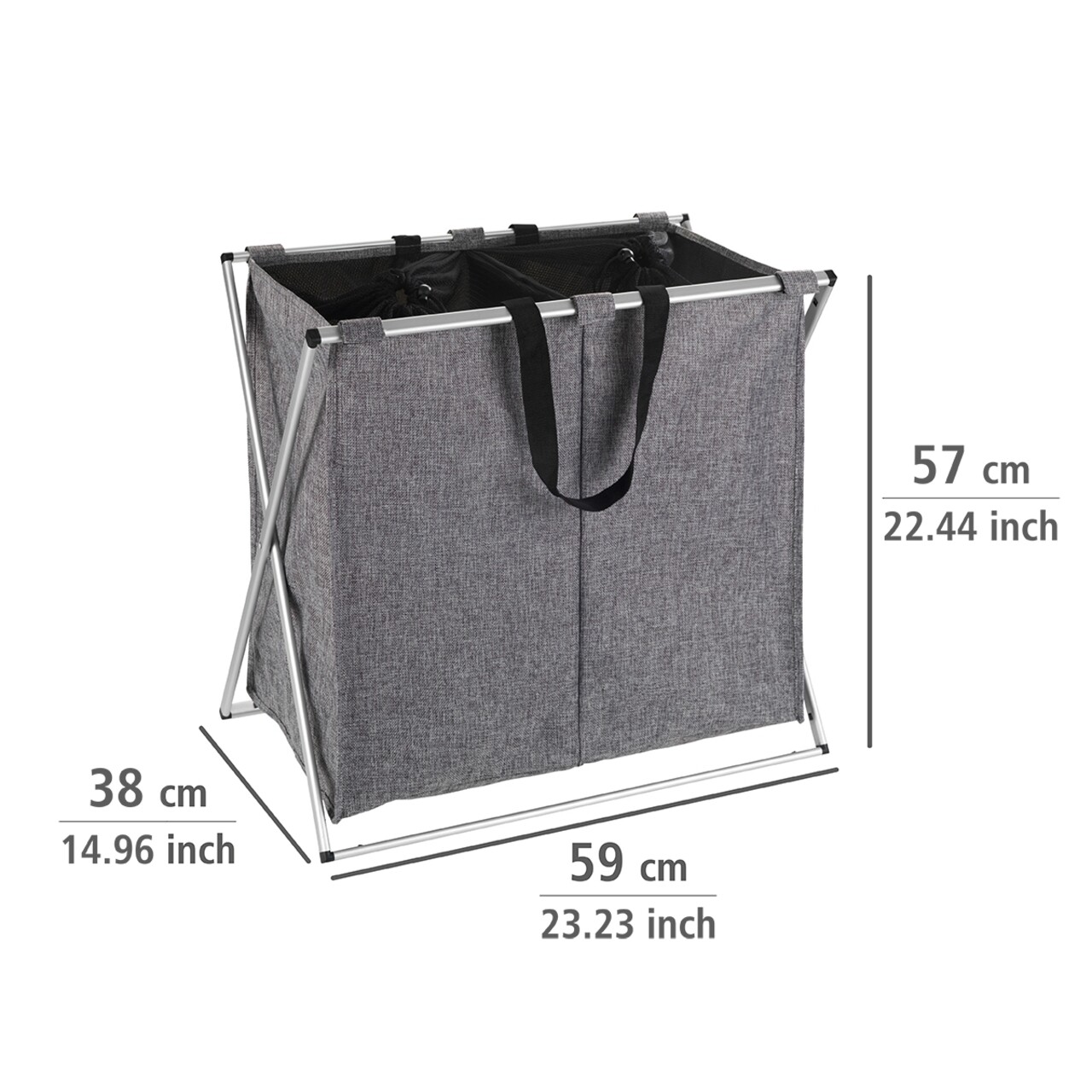 Cos pentru rufe, Wenko, Duo, 120 L, poliester, gri - 1 | YEO