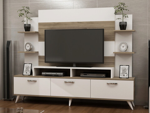 Comoda tv, decorotika, diana, 180x143x30 cm, alb / nuc