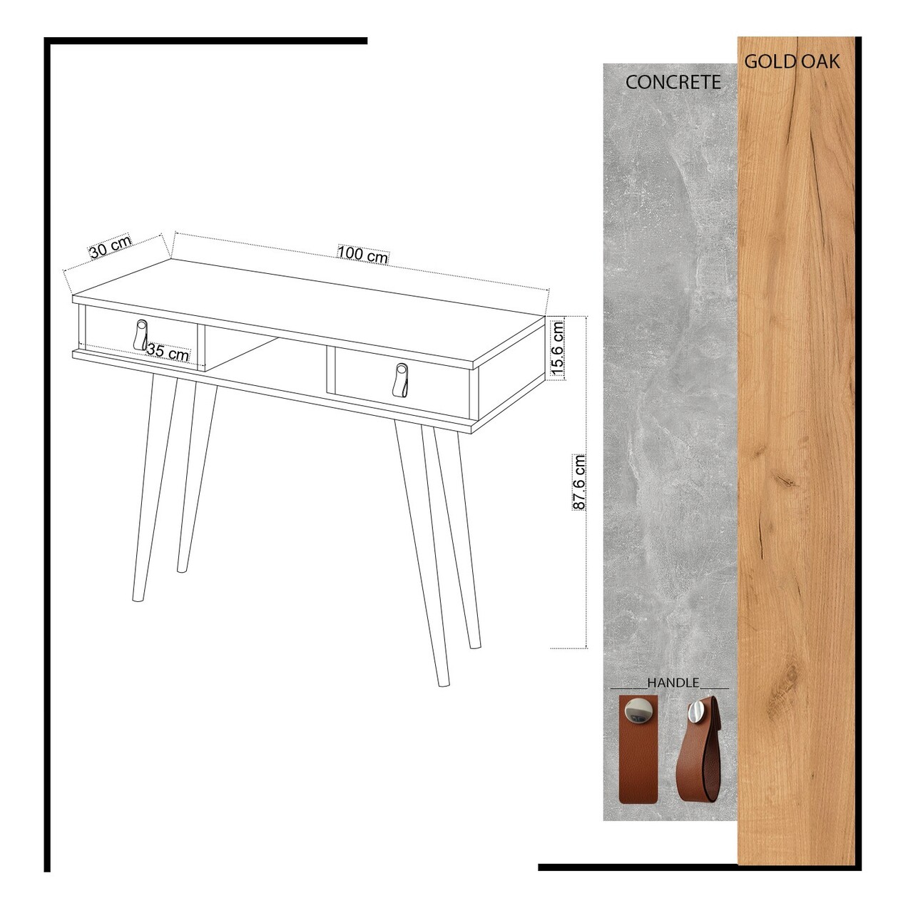 Bufet, Mod Design, Lawen, 100x87.6x30 cm, Stejar / Alb