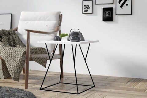Masuta de cafea, asse home, cassis, 45x50x45 cm, alb