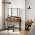 Masa de toaleta cu oglinda si taburet / masuta dressing, Vasagle Industrial, 90x40x141 cm, PAL/oglinda, maro