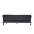 Canapea extensibila Rinko, Homla, 3 locuri, 195x81x74 cm, lemn/catifea din poliester, gri deschis