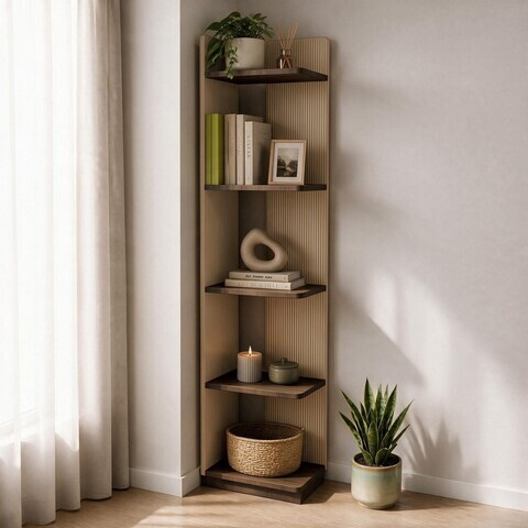 Corp biblioteca, Hanah Home, Aura, 37.8x150x23.8 cm, Stejar cald/Nuc Istanbul