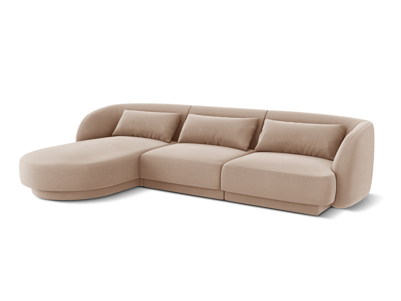 Coltar stanga 4 locuri, Tulum, Cosmopolitan Design, 255x156x70 cm, catifea, bej