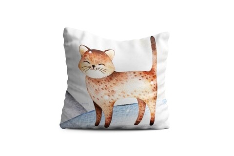 Perna decorativa smiling cat, oyo kids, 43x43 cm, poliester, multicolor