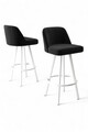 Set scaun de bar (6 bucăți), Charlotte, Atex, Alb/Negru