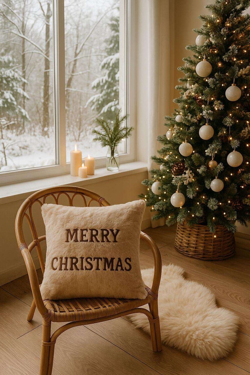 Perna, Merry Christmas, 43x43 cm, Poliester, Bej - view 2