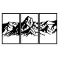Decoratiune de perete, Mountain 4, Metal, 42 x 72 cm, 3 piese, Negru