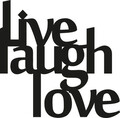 Decoratiune de perete, Live Laugh Love, Metal, Dimensiune: 50 x 50 cm, Negru