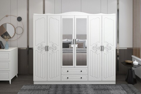 Dulap pentru haine, Glenevis, Meva 206, 210x186x50 cm, Alb Glenevis