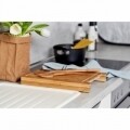 Tocator cu tava integrata Bruno, Wenko, 25 x 35 x 4 cm, bambus/polipropilena, natur/alb