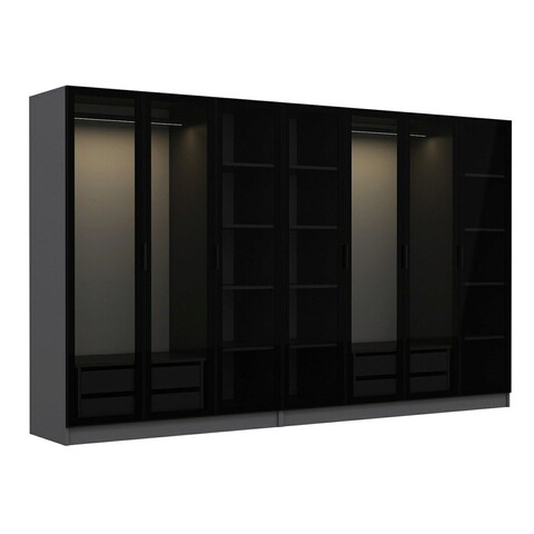 Dulap pentru haine, Minerva, Kale, 315x210x52 cm, PAL, Antracit / Negru