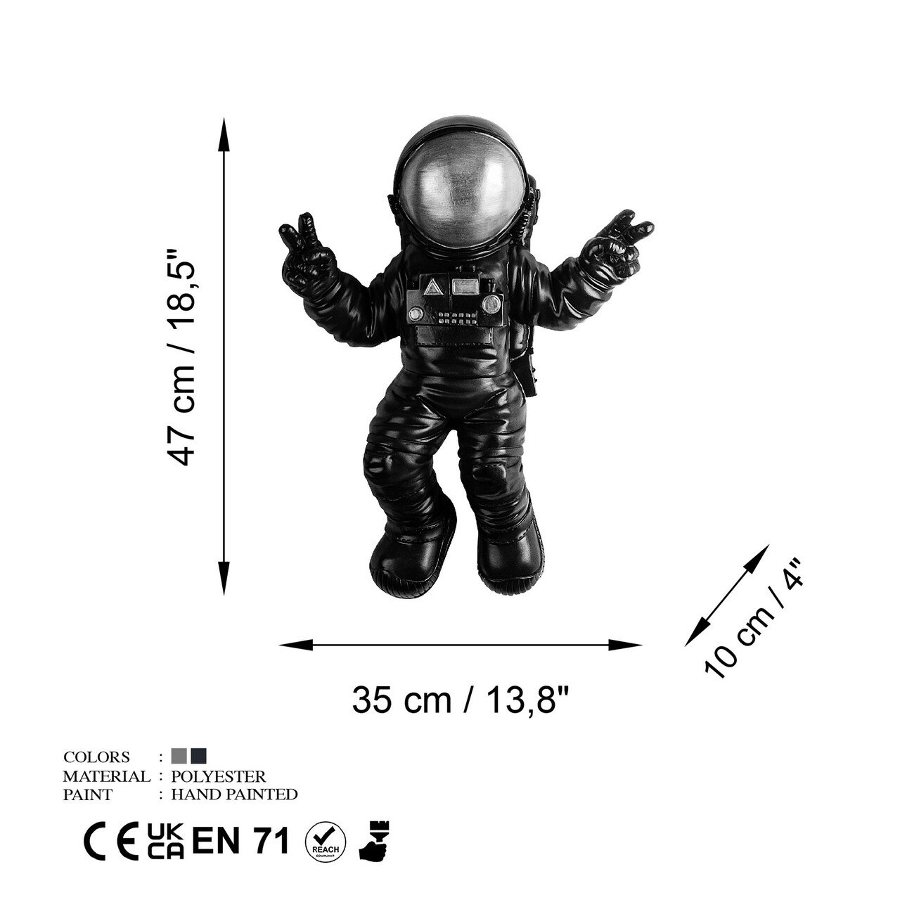 Decoratiune de perete, Cosmonaut 4, Lățime: 35 cm Înălțime: 47 cm Adâncime: 10 cm, Multicolor - view 8