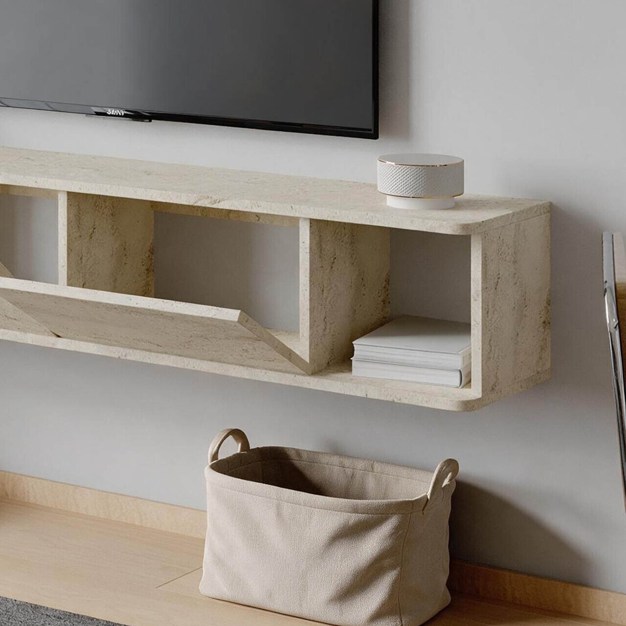 Comoda TV, Hanah Home, Twist, 160x29x29 cm, Travertin — imaginea 4