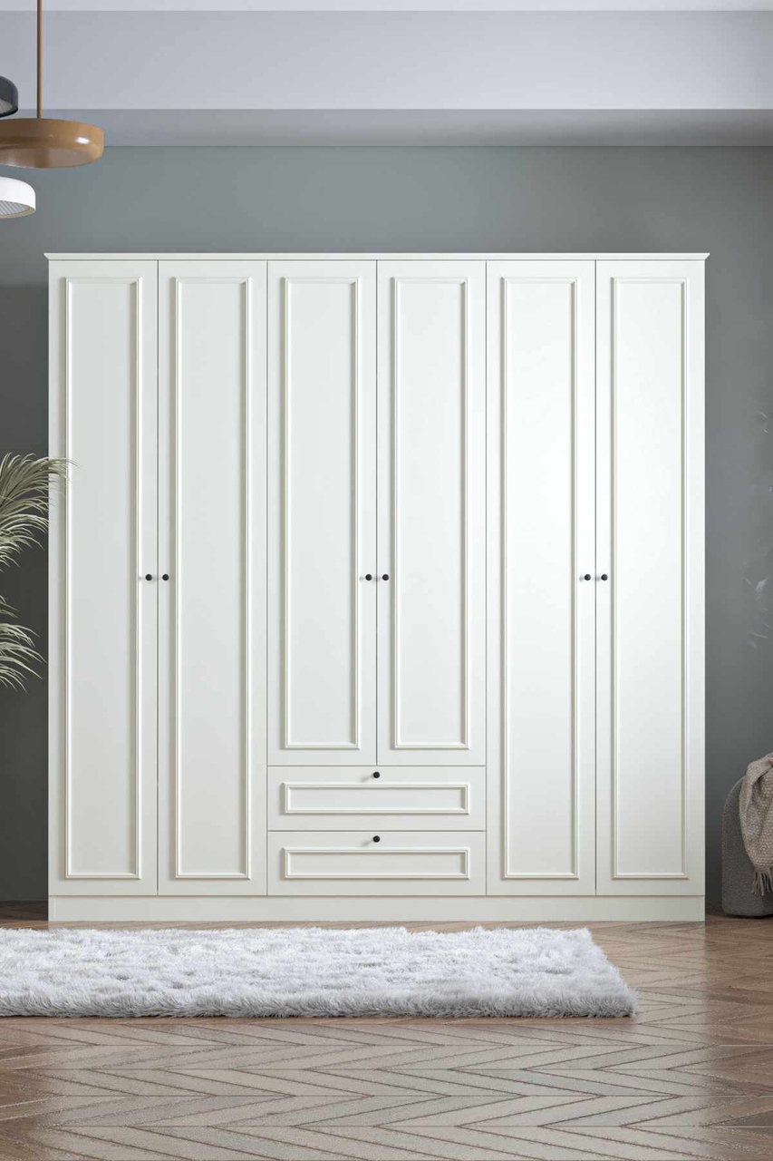 Dulap pentru haine, Hanah Home, Mira 6 210, 209x210x54 cm, Alb
