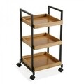 Carucior cu 3 rafturi, Versa, Bamboo, 34 x 70 x 37.5 cm, bambus/metal, maro/negru