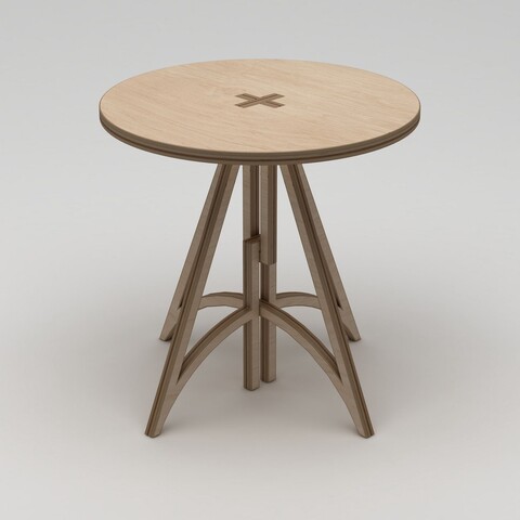 Masa, Hanah Home, Orbis, 75x75x75 cm, 100% BIRCH PLYWOOD, Lemn natural