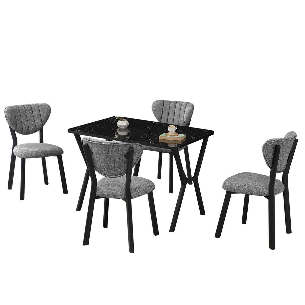 Set masa extensibila si scaune, Hanah Home, Elma, Gri/Negru - view 4
