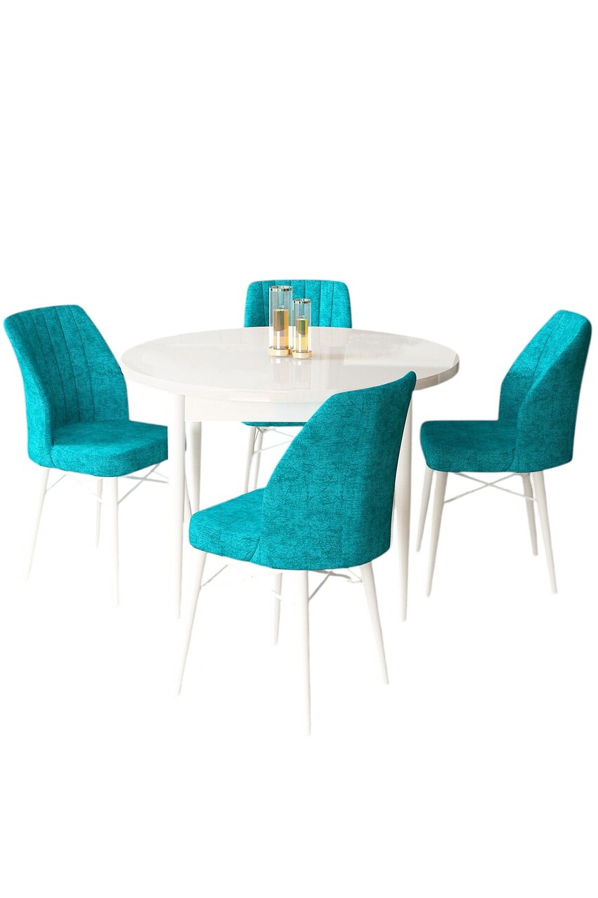 Set masă și scaune (5 bucăți), Hanah Home, Rox, Alb / Turcoaz - view 2
