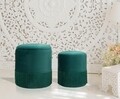 Set 2 taburete cu spatiu pentru depozitare Couple, Mauro Ferretti, catifea, verde inchis