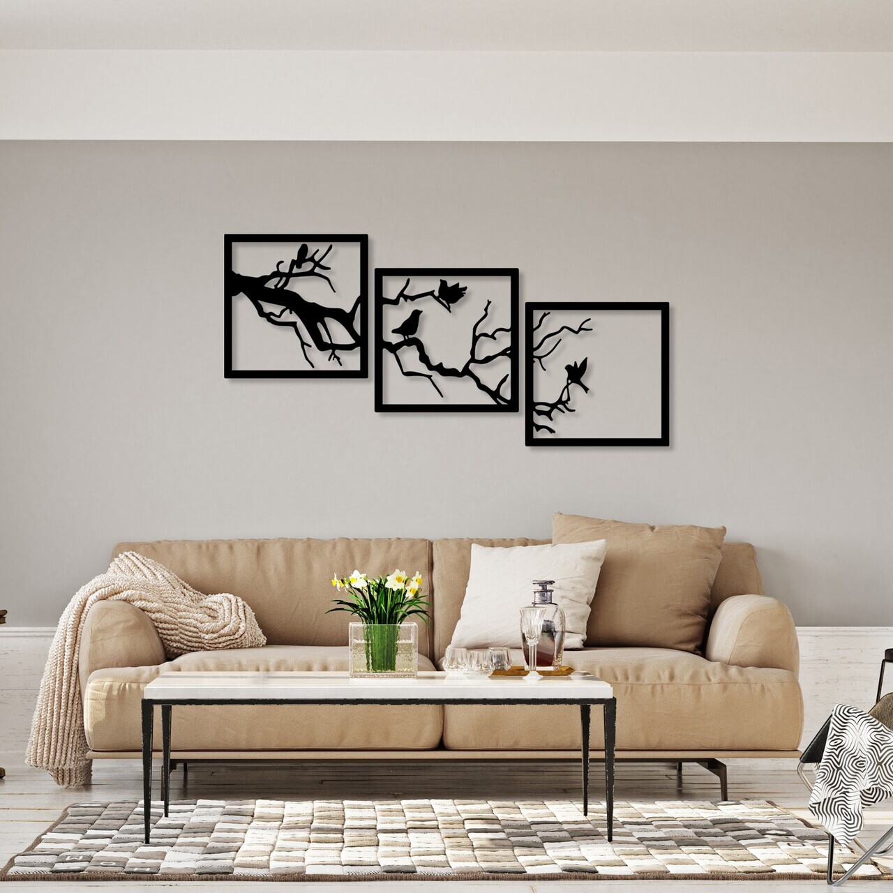 Decoratiune de perete, Bough Trio B, Grosime: 1,5 mm, Negru — imaginea 3