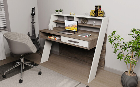 Birou, Retricy, Soho, 123.6x59.6x104.3 cm, PAL, Wenge/Alb