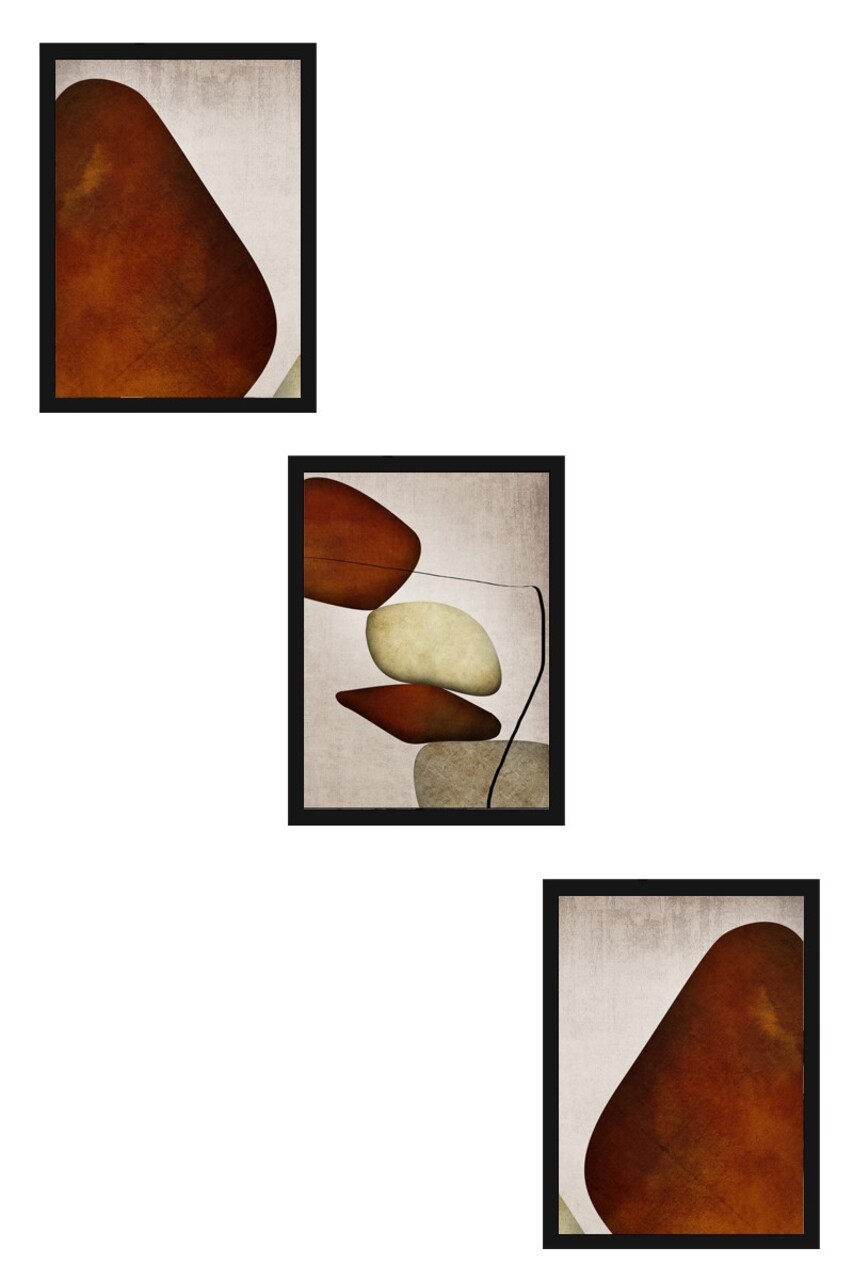 Set 3 tablouri decorative, Huhu469S, Cadru: 100% LEMN MASIV (Grosime: 2,5 cm), Multicolor - view 3