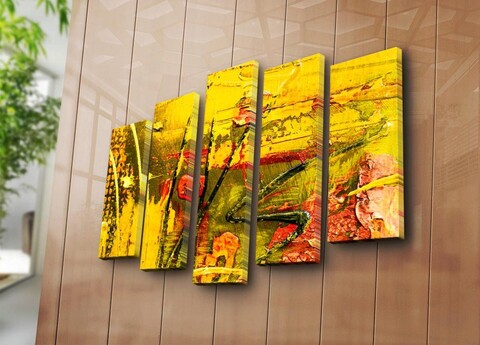 Set 5 tablouri decorative, 5PATK-223, Canvas, 19 x 70 cm, Multicolor Canvart