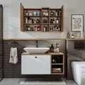 Set Dulap de Baie cu Chiuvetă și Oglindă (2 Piese), Hanah Home, 2480, MDF, Pin Atlantic / Alb